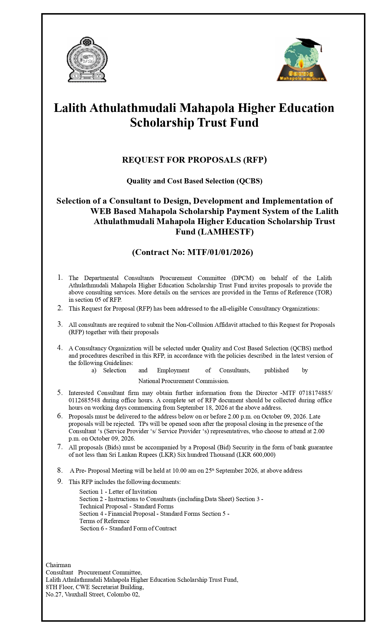procument-noitice-mahapola-trust-fund-mis